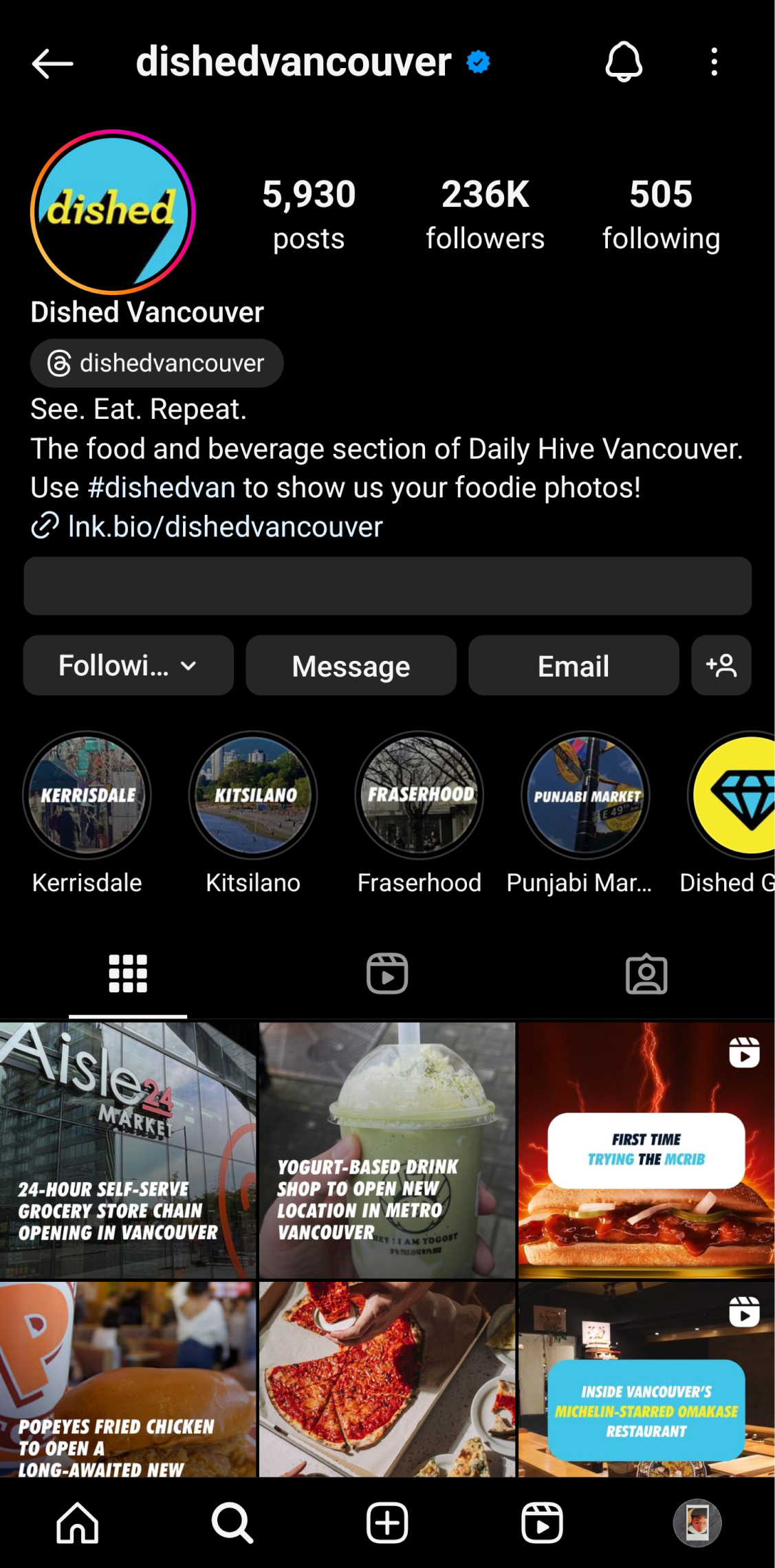 dished vancouver instagram page