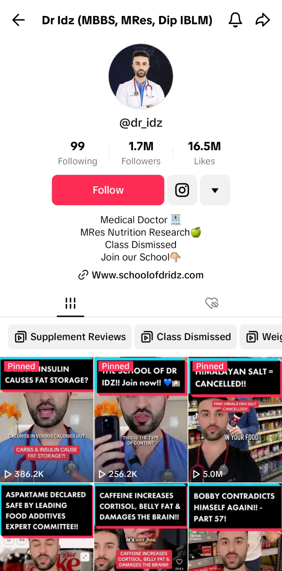 dr idz's tiktok page