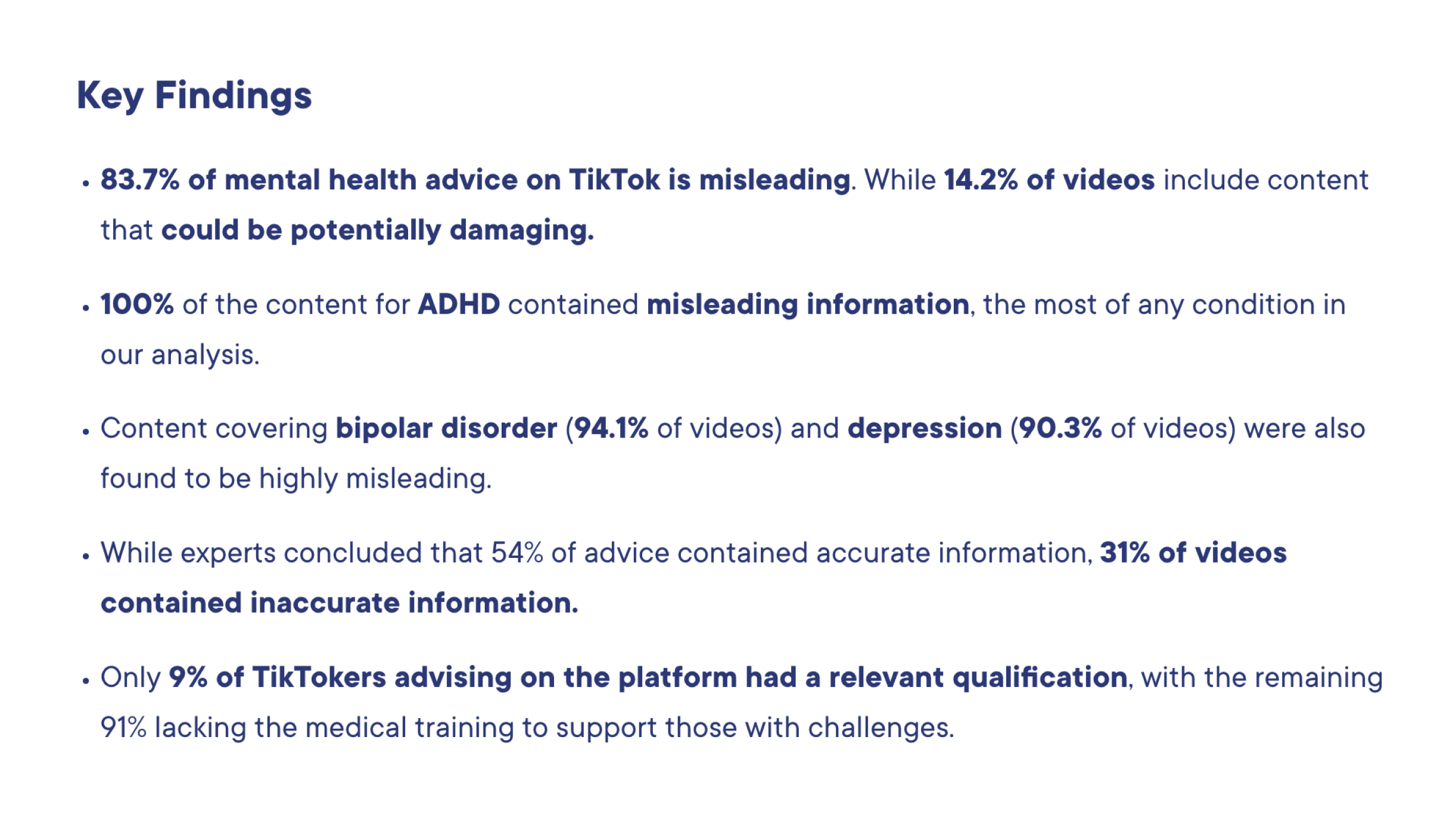 results showing misleading mental health content on tiktok