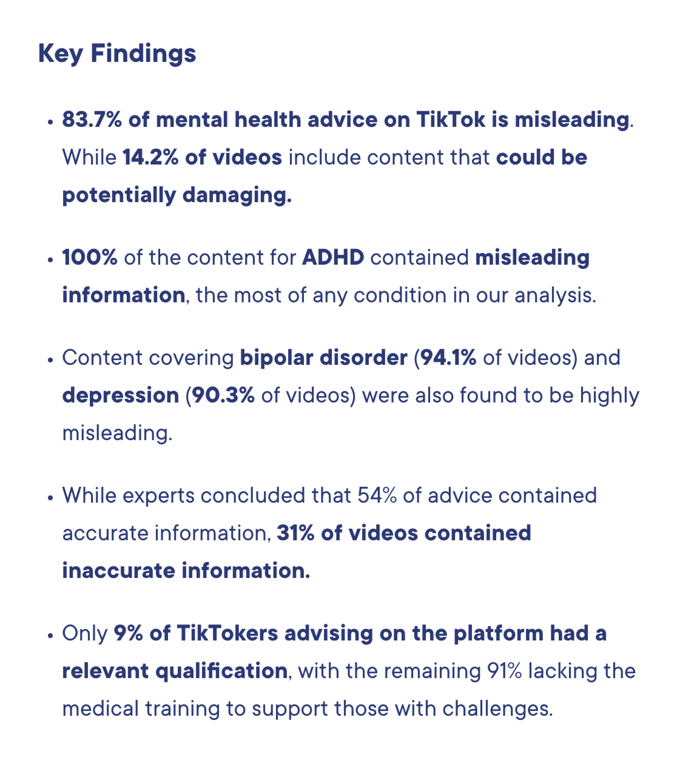 results showing misleading mental health content on tiktok